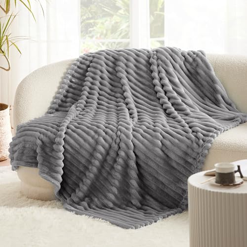 Bedsure Frost Gray Fleece Blanket for Couch - Super Soft Cozy Twin Blankets for Women, Cute Small Blanket for Girls, 60x80 Inches - 5