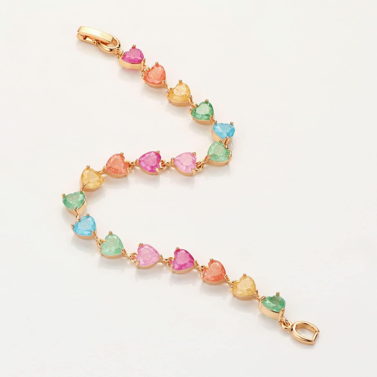 Michooyel 18K Gold Plated Cute Heart Tennis Bracelet Cubic Zirconia Rainbow Color Bracelet Women's Bracelet - Image 5