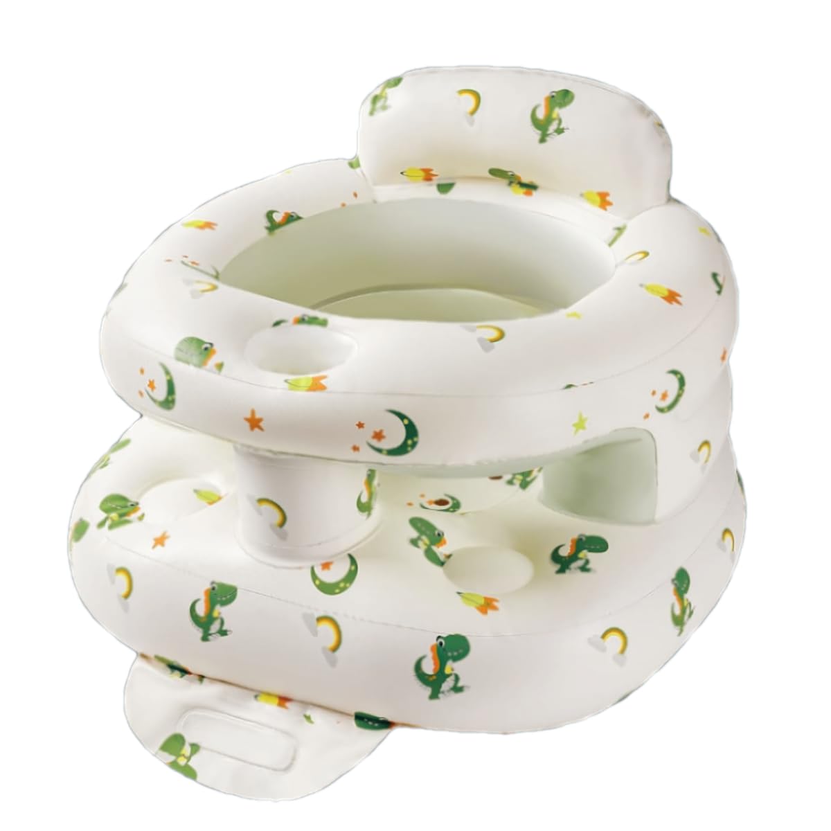 Seggiolino gonfiabile per bambini da 4 a 24 mesi con pompa ad aria integrata, supporto per la schiena per bambini, sedia per sedersi, sedia per baby shower, sedile (Il pianeta dinosauro)