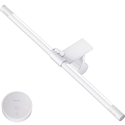 Quntis Lampe Ecran PC Blanc avec Télécommande 40CM, 72+40 LEDs Lampe USB d'ordinateur Blanche avec Rétroéclairage Lumière Réglable Barre Lumineuse pour Bureau Gaming Cadeau - Glow White - Blanc - 40CM