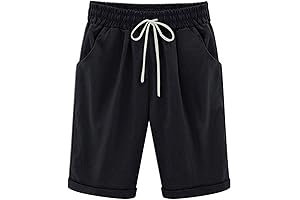 Casual Knee Length Linen Bermuda Shorts for Women