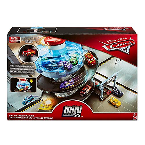 Dinsey Cars Pista de coches de juguete Espiral de carreras con coche Rayo Mcqueen (Mattel FYN86)