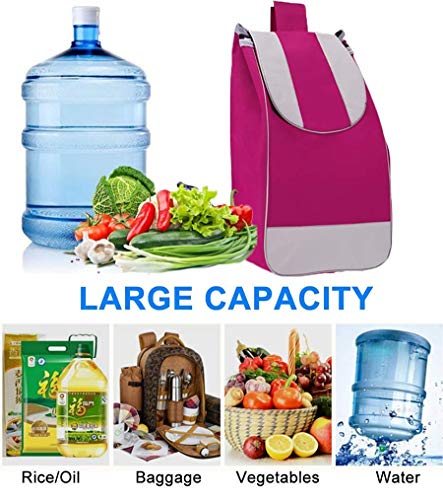 FMOGE Einkaufstrolley, zusammenklappbar, Treppenkletterwagen, Lebensmittelwagen, Wäschewagen mit Radlagern… – Bild 4