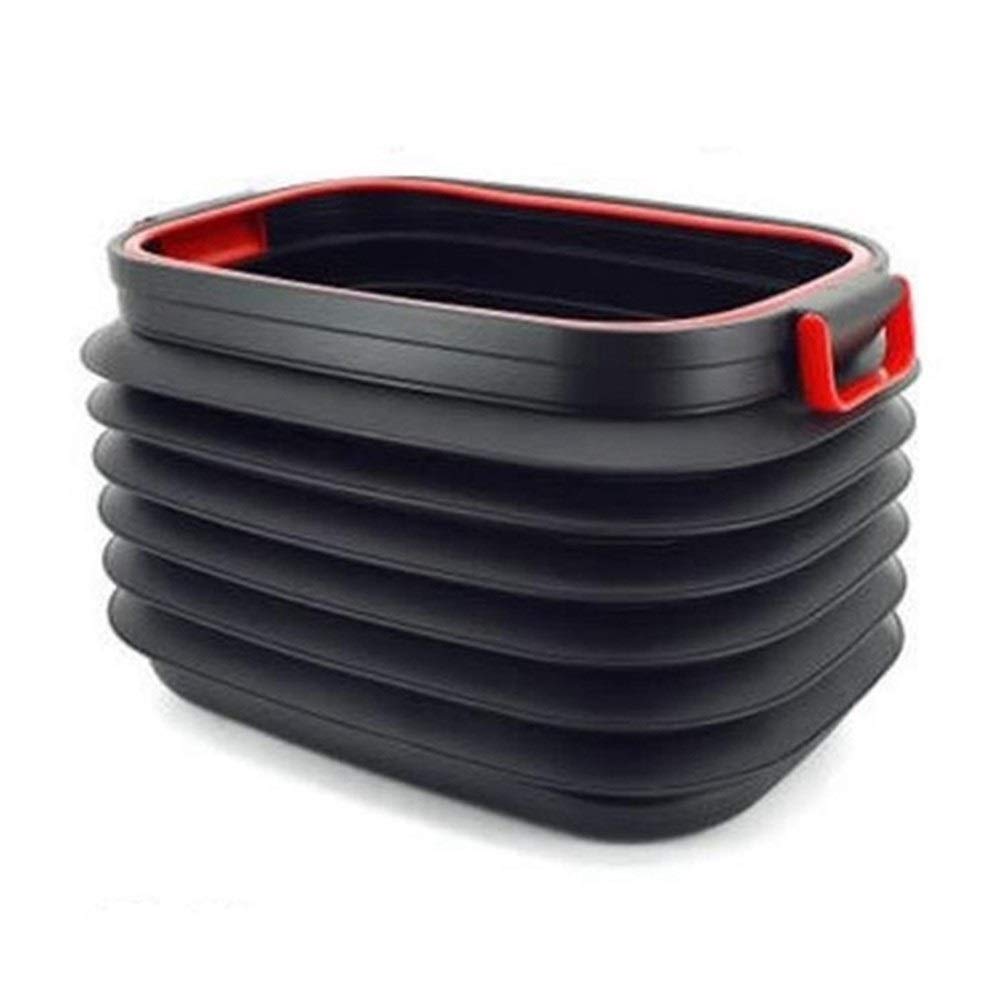 Cubo de agua plegable contra derrames en coche, aparejo retráctil de pesca y camping con tapa