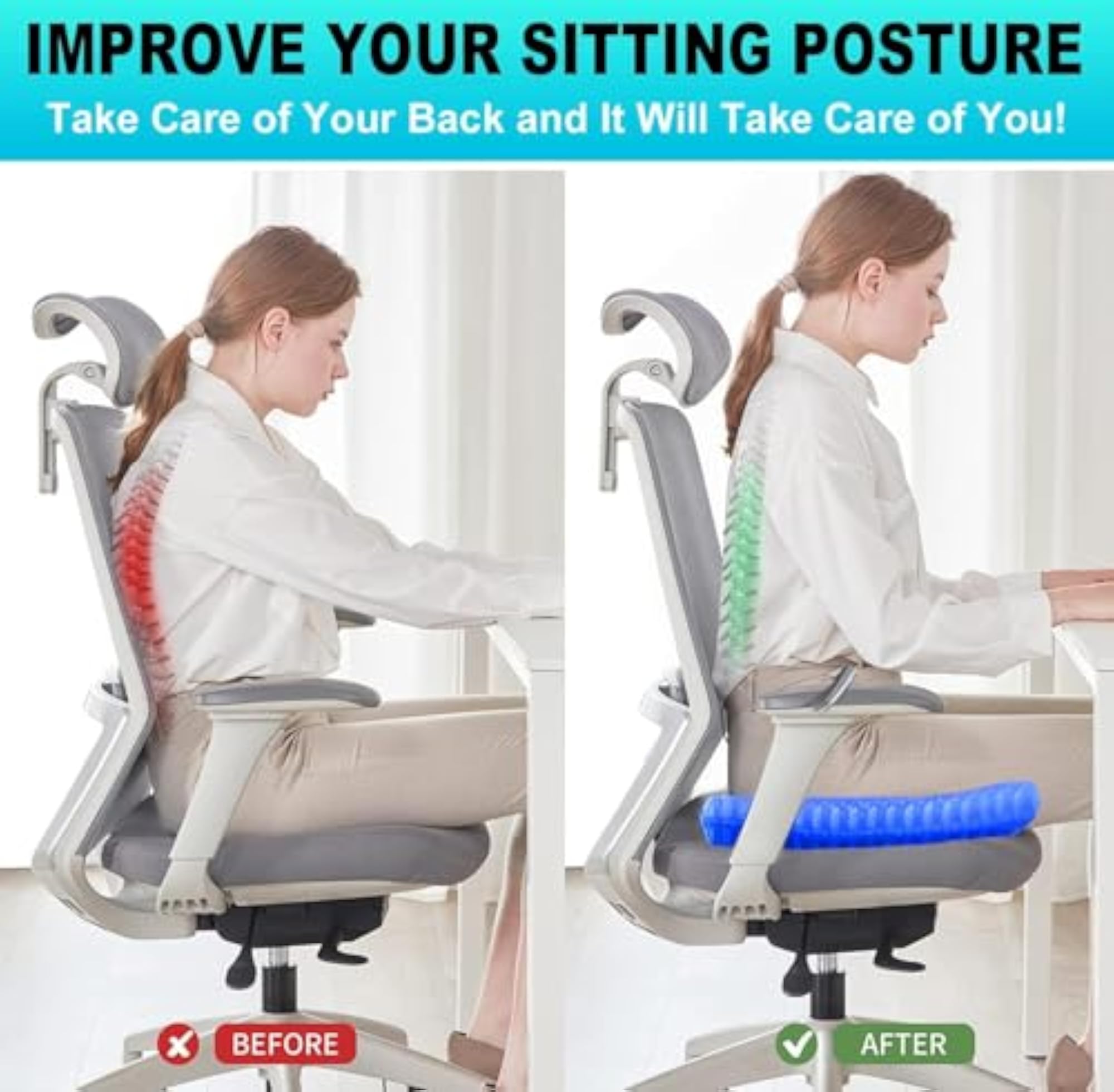 Large Double Layer Gel Seat Cushion for Office Chair