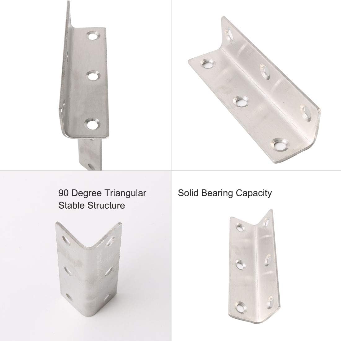 uxcell 4pcs Angle Bracket Metal 80x20mm Corner Fastener L Shaped Right Angle Bracket Corner Protector Shelf Support for Furniture