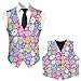 Wdktrgetd Boys Green Suit Vest V-Neck Boy's Formal Suit Vest Youth Slim Dress Vests for Easter Business Spring Summer School Boys Fashion Vests With Back Strap,Two Pockets Egg Print Size 9-10 Years