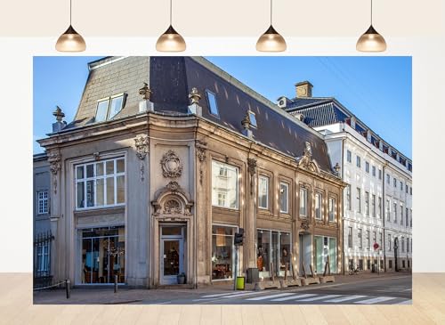 LidyMini 5x3ft Fabric Historic European Corner Building Backdrop Vintage Town Architecture Background for City Tour Cultural Event Wall Tapestry Studio Photo Props