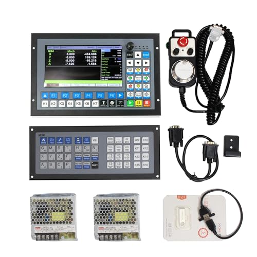 CNCTOPBAOS DDCS Expert 5 Axis CNC Controller System Offline Stand-Alone PLC Servo Stepper Motor Motion Control 1000KHz with MPG Handwheel with M3K Extended Keyboard with Two 75W 24V DC Power Supply