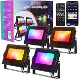 ALFELE RGBCW LED Flood Light Outdoor 36W,Smart DIY Color Changing Landscape Lighting with APP & Remo