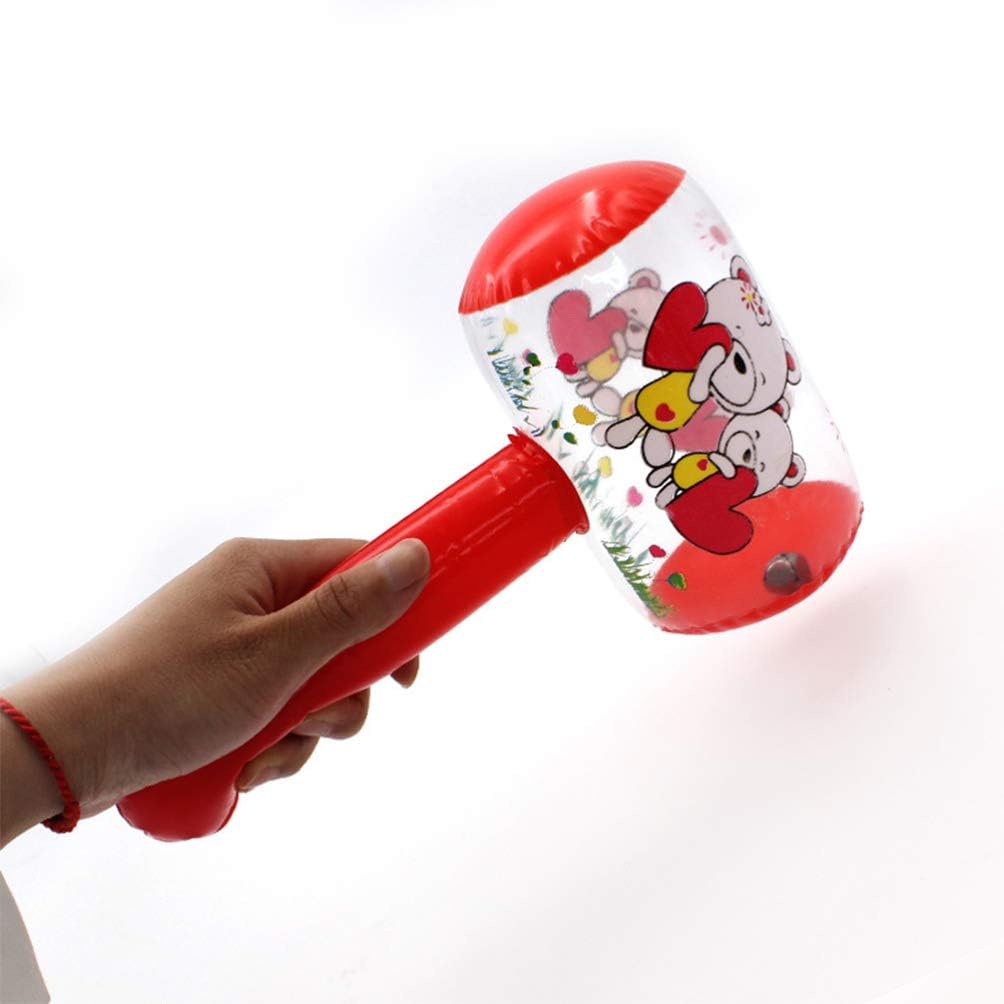 NUOBESTY 10pcs Squeaky Hammer Inflatable Cartoon Hammer with Sound Bell Clown Handle Funny Toys for Toddler Kids (Random Color)