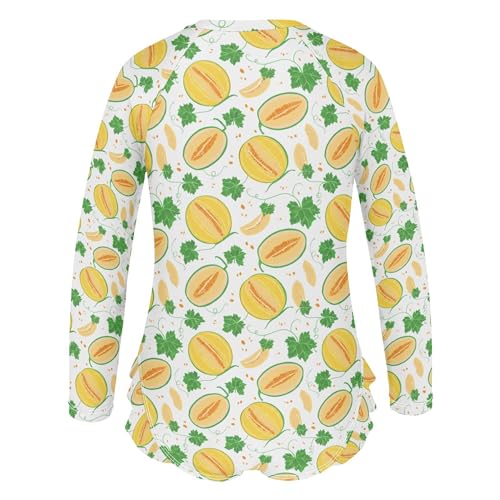 Cantaloupe Fruit Girls Long Sleeve Rashguard Swimsuit UV Protection One-Piece Swimwear Bathing Suit B04048893