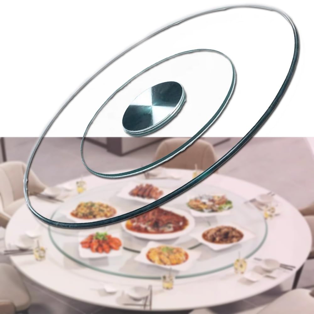 Plato Giratorio Grande De Vidrio Templado 7cm 80cm 100cm Redonda Mesa De Comedor Bandeja Giratoria Lazy Susan Bandeja De Servicio Transparente(28 inch(70cm))