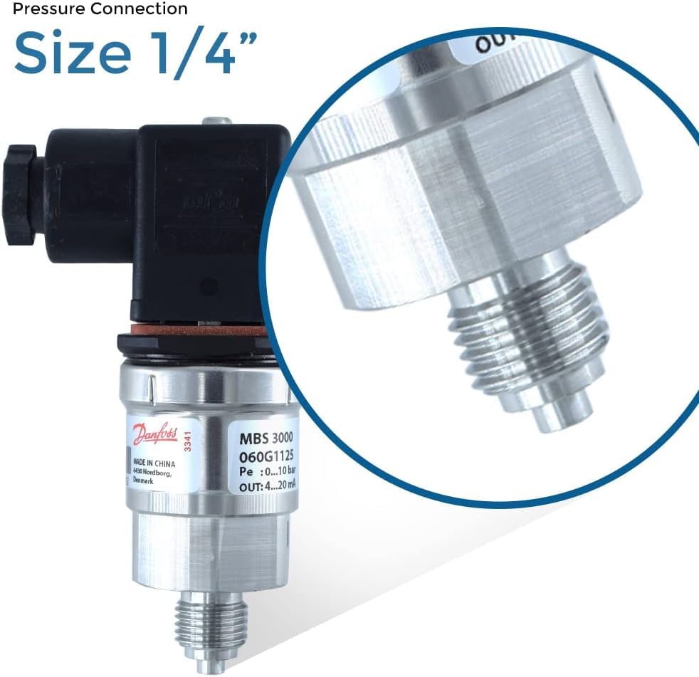 Heavy Duty Pressure Transmitter or Transducer (0 to 16 Bar) (0 to 232.0 psi) G ¼ Thread with 4-20mA for Hydraulic Applications | Industrial Pressure Transmitter | Model: MBS 3000