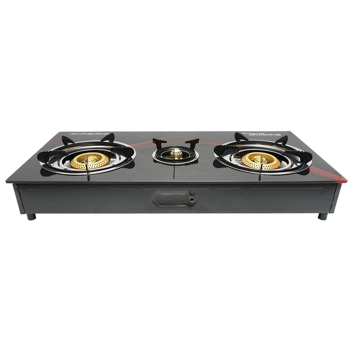 Fornello a gas 3 bruciatori in ghisa 2,5 kW con piano vetro temperato