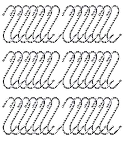 BYFU 42 Pack Stainless Steel S Hooks, Heavy Duty S Shaped Hooks for Utensils Clothes Bags Towels Plants (Medium) BYFU 42 Pack Stainless Steel S Hooks, Heavy Duty S Shaped Hooks for Utensils Clothes Bags Towels Plants (Medium)