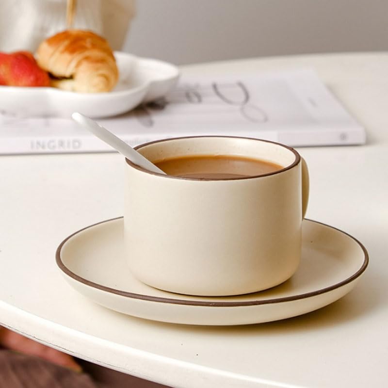 Porcelanowy kubek do kawy ze spodkiem, Zestaw ceramicznych spodków do filiżanek kawy Nordic Design Home Restaurant(Style2)