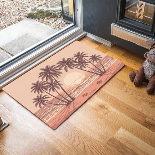Paillasson interieur entree lavable et extra fin motif corail - 2