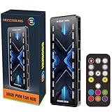 ARGB PWM Fan Hub, Addressable 5V 3PIN 12V 4PIN PWM 2-in-1 RGB Case Fan Hub with Controller, PSU SATA Power Input, 8 Port for Fans and 8 Port for LEDs,Support 8 Computer ARGB PWM PC Fans