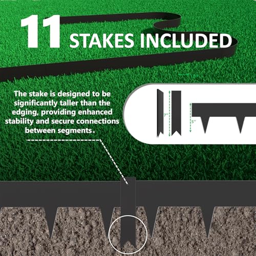 33ft. Galvanized Steel Landscape Edging (10-Pack) – 40" Metal Edging for Landscaping with 11 Stakes, Hammer-in Metal Landscaping Edging for Yard Pathway & Flower Beds – Lawn Edge for Garden Design by STIRLINGEAR - Used condition - Image 3