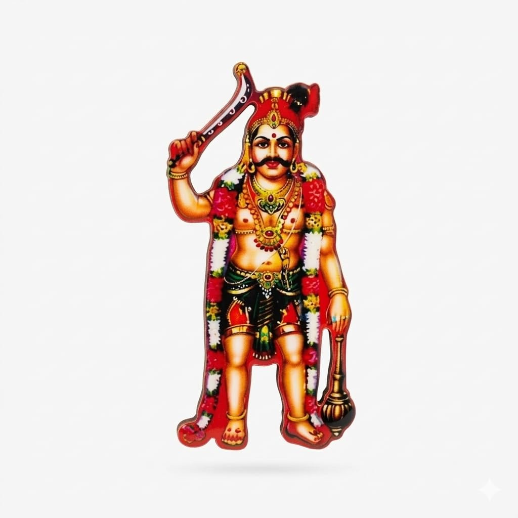 Karuppasamy Fridge Magnet | Tamil Hindu God Karuppasamy Cutout Decorative Refrigerator Magnet | South Indian Devotional Magnet for Home, Kitchen & Temple Decor-image-36