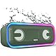 DOSS SoundBox Pro+ Bluetooth Lautsprecher, 24W Stereo Sound, Extra Bass, 15h Akku, IPX6 Wasserdicht, Bunten Lichtshow, Stereo Pairing, Musikbox Bluetooth für Handy, Draußen, Strand, Zuhause - Grün