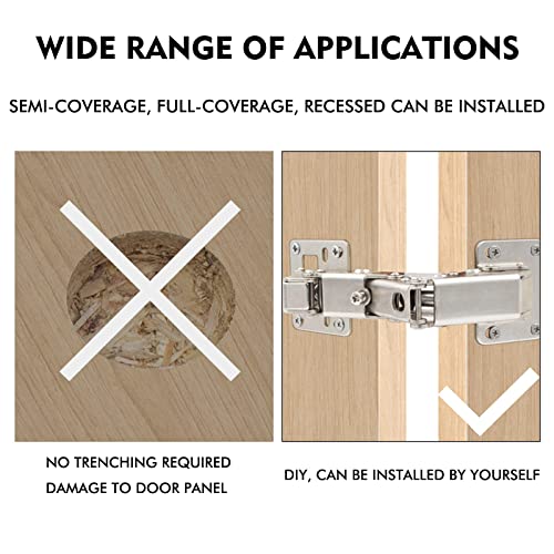 Jiaxitek 2-Pack Hidden Hinges - 170 Degree Soft Close ，Hydraulic Adjustable Surface Mount Cabinet Hinges, Concealed Cabinet Hinges For Frameless Doors #TOP1