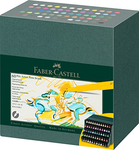Faber-Castell 167193 - Pitt Artist Pen Brush ink pens, 60-piece studio box, brush pen set