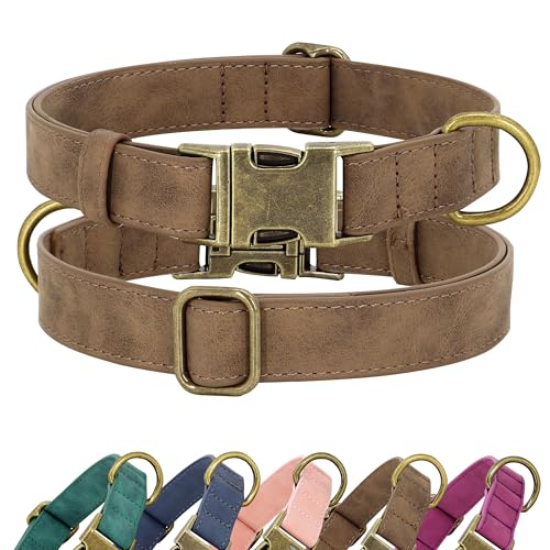 Collar Para Perros Grandes De Cuero Acolchado - Hebilla Metal Liberación Rápida, Ajustable, Talla L (38-58 Cm)