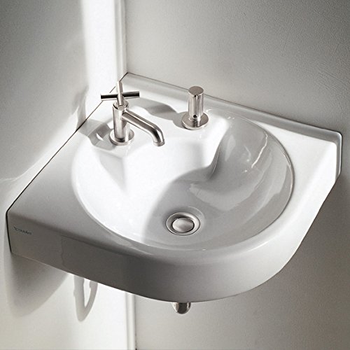 Photo 1 of **faucet sold seperately**
Duravit 448450000 Wall-Mounted corner Sinks, Large, White Large White
21.5" X 18"X18"