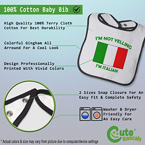 Toddler & Baby Bibs Burp Cloths Not Yelling I'M Not Yelling I Am Italian Italy Countries Cotton Baby Items for Baby Girl & Boy White Black Design Only2