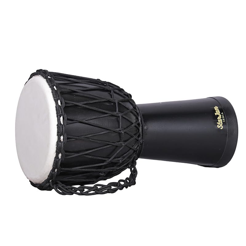 Image of StarJam- Djembe 8 Inches Diameter X 16 Inches Height Mahogany Wood Djembe Drum with BAG - Pure Black (8 x 16 Inches)