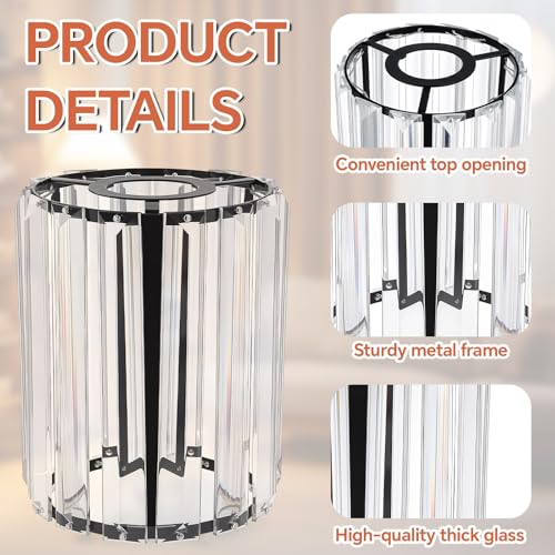 Image of Teenyyou 4 Pcs Crystal Lamp Shade Modern Medium Ceiling Light Cover E26 /e27 Base 1.65 inch Top x 5.1 inch Dia. x 5.9 inch H Chandelier Lampshade Replacement for Dining Room Living Room Wall Sconce Pendant Light