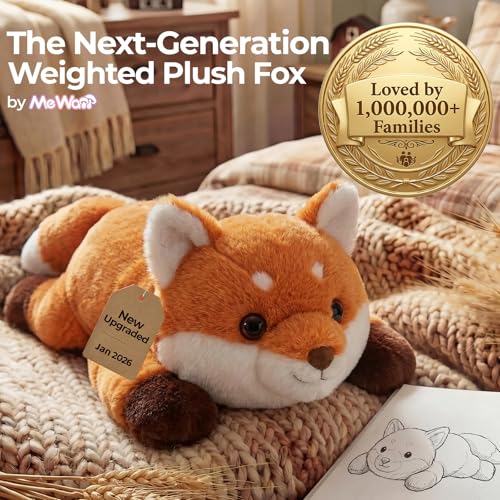 Image of Mewaii Weighted Stuffed Animals for Adults & Kids, 2-5 lbs - 23 inch Heatable Coolable Fox Plush, Microwavable Adjustable Removable Inner Pad, Realistic Hug Comfort Gift (Red)