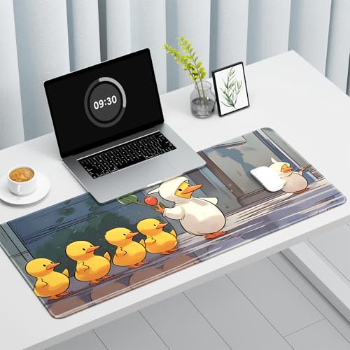 Image of Auhoahsil Ultra Large Gaming Mousepad, XXL Extended Full Size Desktop Matt for Keyboard, Laptop & Computer, 35.5 x 15.7 in, Anime Cute Ducks