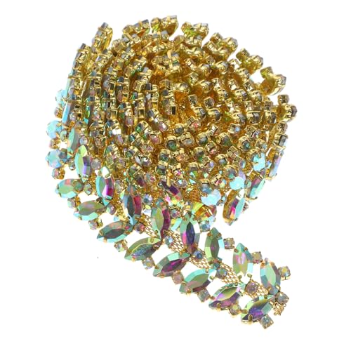 Accesorios de boda: cadena de cristales AB dorada para diseño DIY 2