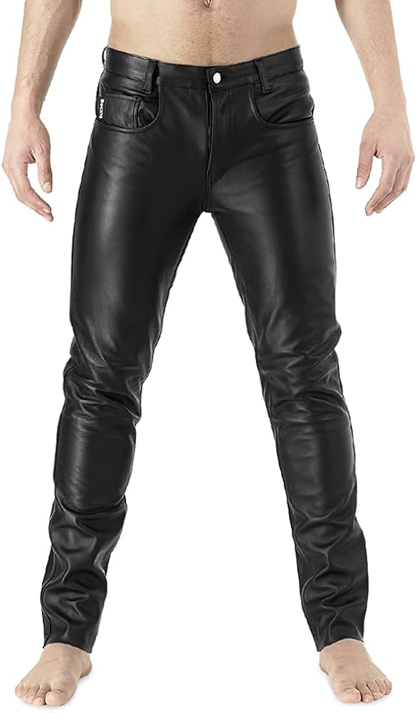 Bockle® Premium Jeans leather pants Men Black leather pants