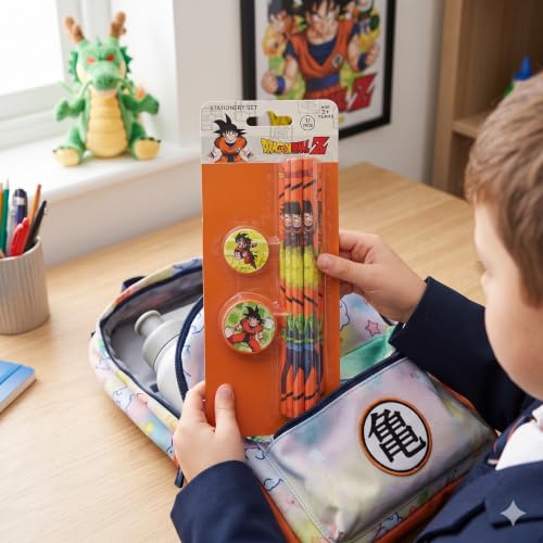 Image of Dragon Ball Z 11 pcs Stationery Set Pencils, Eraser, Sharpener | Study Kit for Boys & Girls | School Gift Set | Return Gift