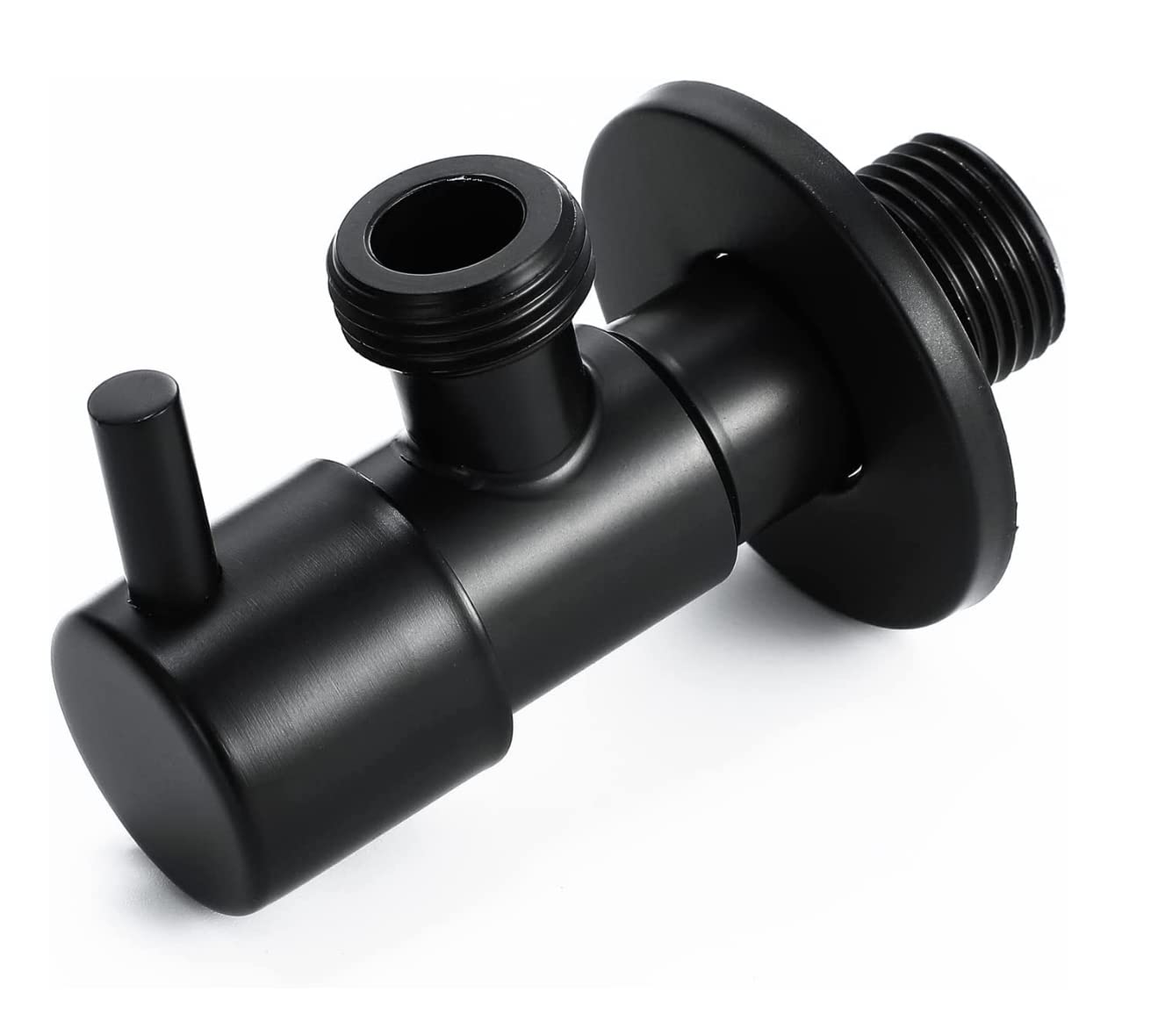 Royal Apex Angle Stop Valve 1/2 Inch x 1/2 Inch Matte Black Shut Off Water Control Single Handle Shower Triangle for Bathroom Toilet Bidet
