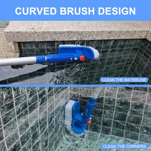 POOLWHALE Pool Step & Corner Brush,180 Degree Rotation Handle Scrub Brush,for Above Ground & Inground Swimming Pools, Spas & Hot Tubs, Fine Bristles - Thumbnail 5