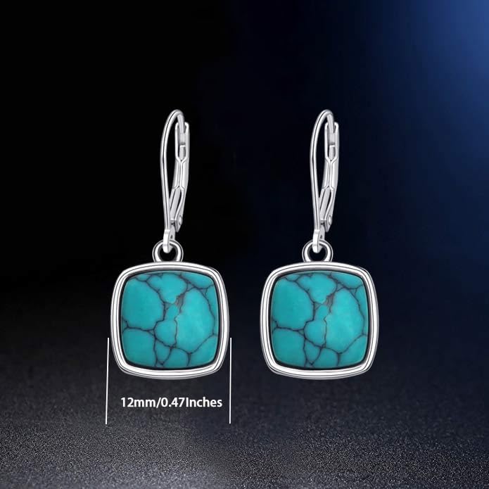 Genuine Turquoise Dangle Leverback Earring for Women S925 Sterling Silver Turquoise Earrings Jewelry Gift for Mother’s Day Her - Image 3