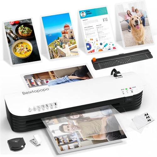 Beixtopopo Máquina laminadora A4/A5/A6, 9 pulgadas, máquina laminadora térmica, máquina laminadora personal con película laminadora