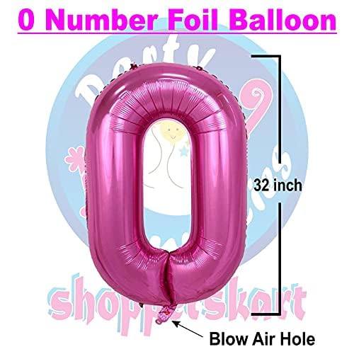Image of Pink 32 Inches Numbers 0 Shape Large Big Foil Helium Balloons For Party Decorations In Happy Birthday Anniversary Office Items Materials Set Pack, Pack Of 1