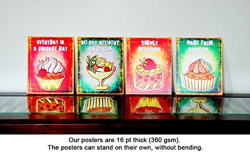 Miniatura 8 de Carteles de decoración de pared de 8 x 10 pulgadas de cupcakes y dulces. Juego de 4 carteles sin marco. Fabricado en Estados Unidos.