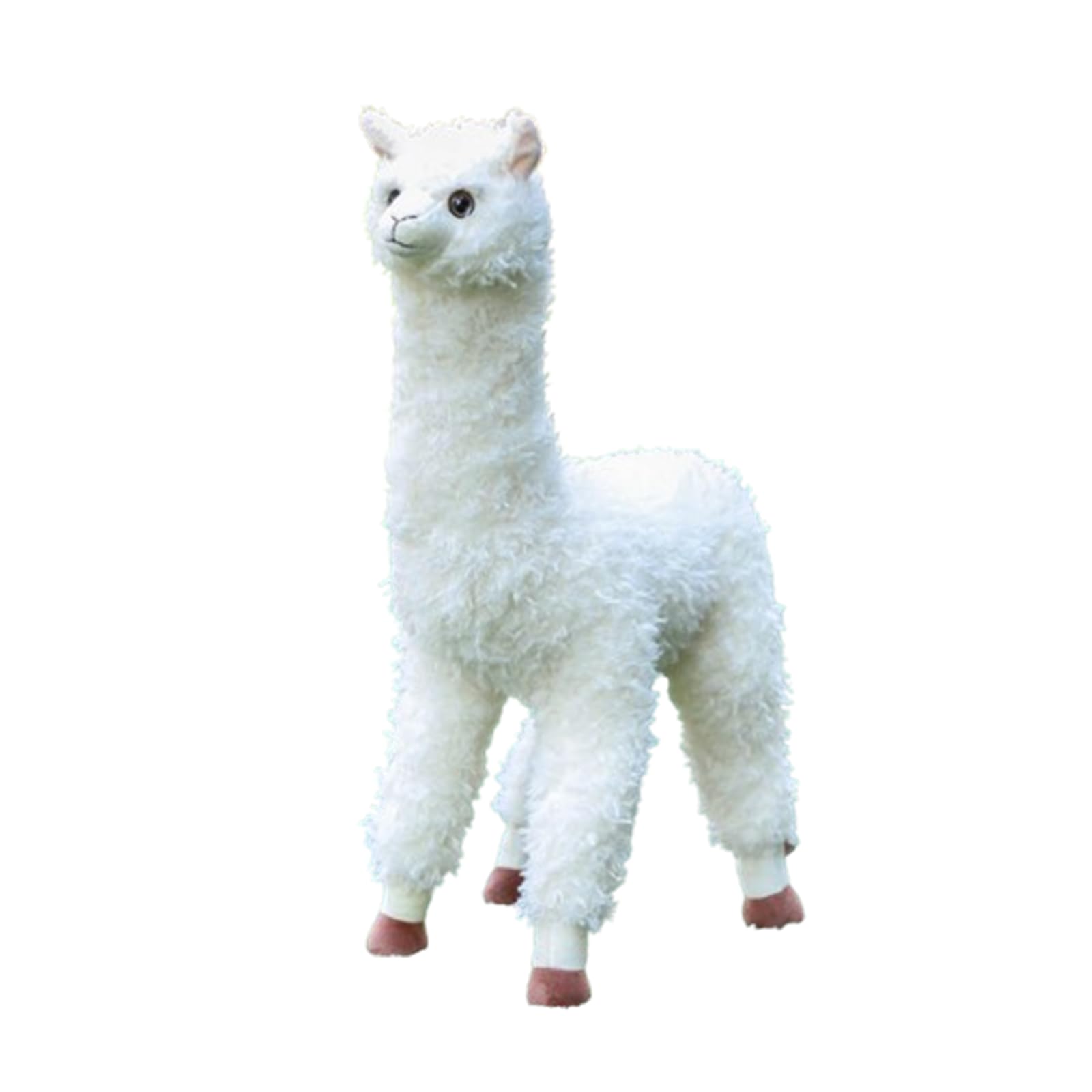 Alpaka Kuscheltier, Groß Stehend Realistisch Alpaka PlüSchtier Lama Kissen SeitenschläFer, PlüSchtier Plushies Weiches Lammfellwolle Geschenk FüR Kinder MäDchen Jungen (Weiß,60cm)