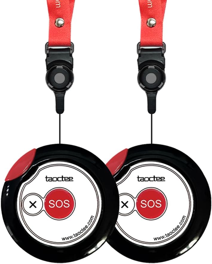 Panic Button Alarm for Security Emergency Remote Panic Alarm Siren for Home Strobe Siren,Lightweight and Compact Button with Lanyard,Emergency Alert System for House Business Shop(Battery/USB)