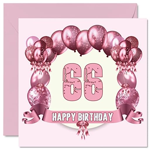 Divertidas tarjetas de cumpleaños 66 para mujer, globos de cumpleaños, tarjeta de feliz cumpleaños para papá, mamá, abuelo, niñera, tarjetas de felicitación de 145 mmx145 mm, tarjeta de cumpleaños 66
