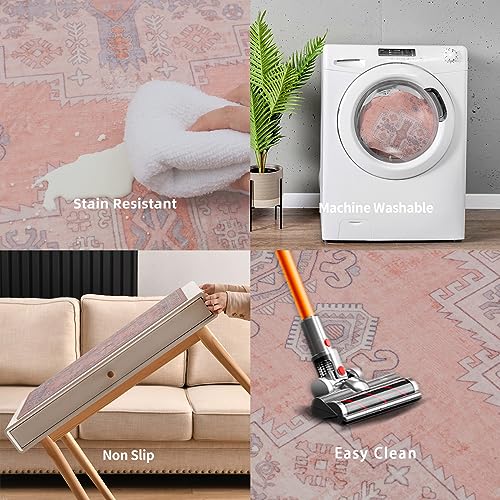 Washable Entryway Runner Area Rug : 2x3ft Stain Resistant Small Entry Rug Boho Doorway Throw Rug Non Slip Laundry Room Floor Carpet for Bedroom Bedside Kitchen Indoor Home Decor Doormat