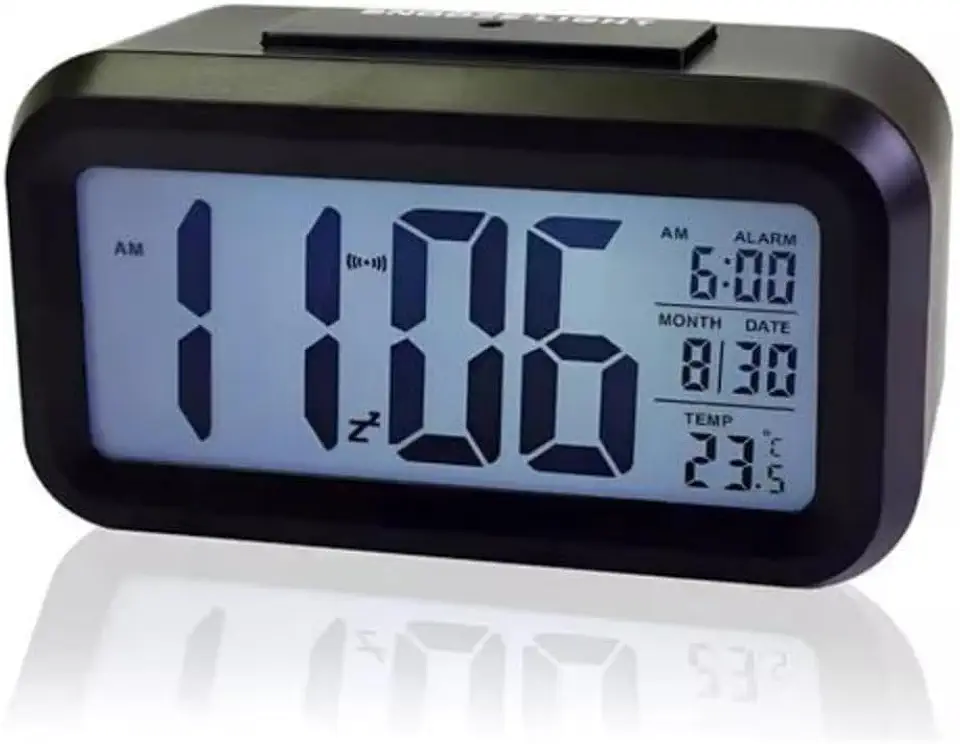 Mini Relógio Digital de Mesa Despertador de Cabeceira Inteligente com Sensor de Temperatura Cabeceira Premium (Preto)