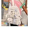 Selena Kawaii Backpack with Badges and Bear Accessories Aesthetic Cute Harajuku Itabag (Backpack+2 Bear Accessories+Badges,White)